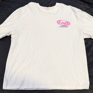 Bershka White Tee with Pink Logo